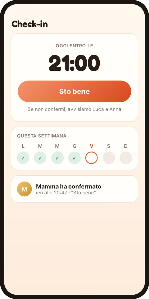 Check-in quotidien de Central avec le bouton Je vais bien