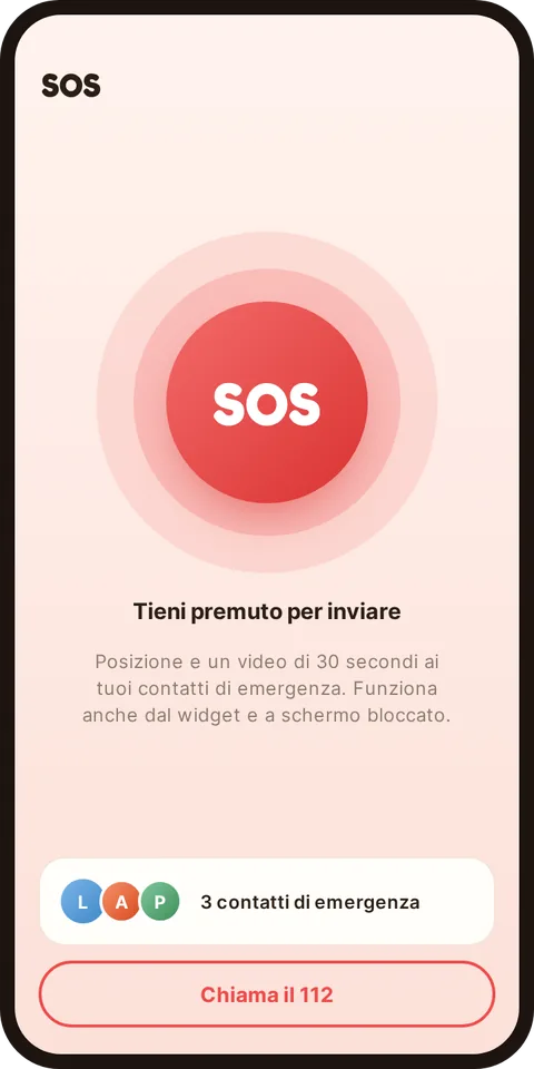 Écran SOS de Central avec le bouton d’urgence